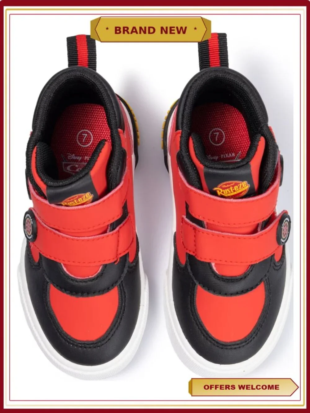 Toddler Boys Lightning McQueen High Top Sneakers with Dual Straps